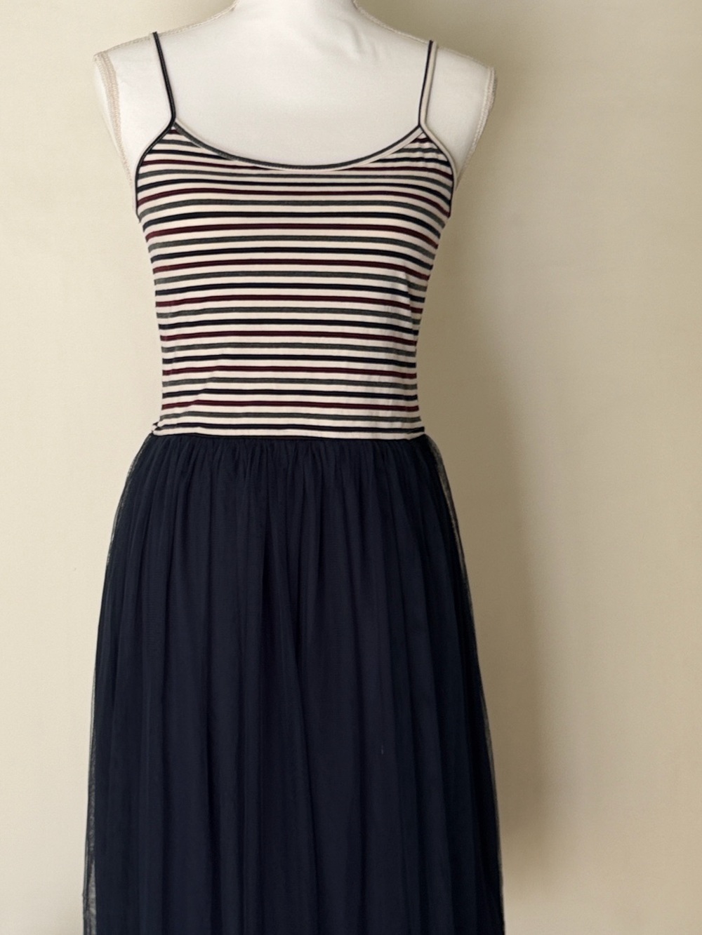 Striped Camisole Top with Navy Tulle Skirt size M NWOT